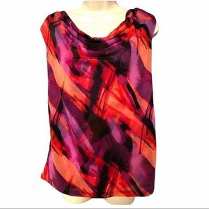 212 Collection Lined Stretch Sleeveless Scoop Multicolor Tank Top Shirt Blouse M